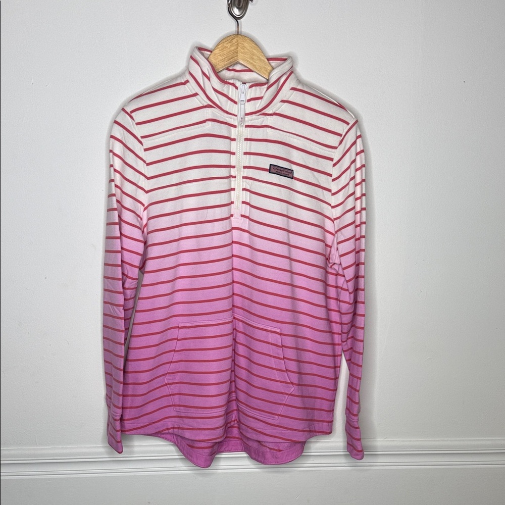Vineyard Vines Pink and White Striped Sweatshirt